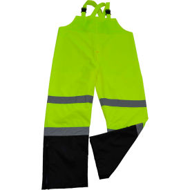 Petra Roc Inc LBBIP-CE-S Petra Roc Waterproof Bib Pants, ANSI Class E, 300D Oxford/PU Coating, Lime/Black, S image.