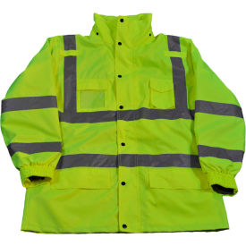 Petra Roc Inc LPJ3IN1-C3-M Petra Roc 3-In-1 Waterproof Parka Jacket, ANSI Class 3, 300D Oxford Shell/Fleece Lining, Lime, M image.