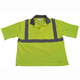 Petra Roc LPSS2 Class 2 Moisture Wicking Polo Shirt Short, Lime, 2XL