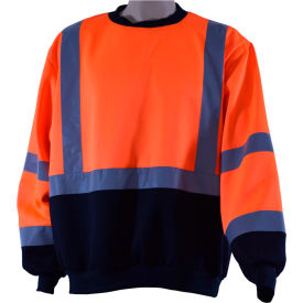 Petra Roc Crew Neck Sweater, ANSI Class 3, Polar Fleece, Orange/Black, 3XL