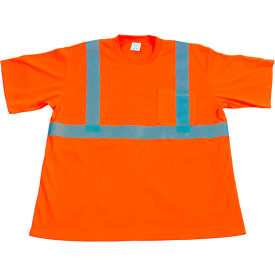 Petra Roc Inc OTS2-2X Petra Roc Short Sleeve T-Shirt, ANSI Class 2, Polyester Birdseye Mesh, Orange, 2XL image.