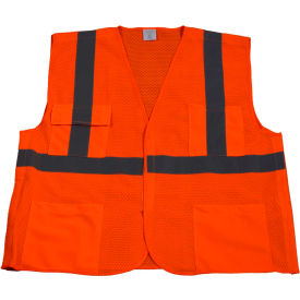 Petra Roc 5-Point Breakaway Safety Vest, ANSI Class 2, Polyester Mesh, Orange, 2XL/3XL