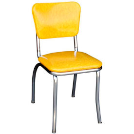 Richardson Seating 4110CIY Cracked Ice Yellow Retro Chrome Kitchen Chair with 1" Pulled Seat image.