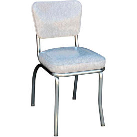 Richardson Seating 4210CIG Cracked Ice Grey Retro Chrome Kitchen Chair with 2" Box Seat image.