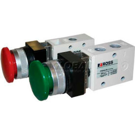 Ross Controls D1223B1MBG ROSS® Pneumatic Mushroom Green Push Button Valve D1223B1MBG, 1/8" BSPP image.