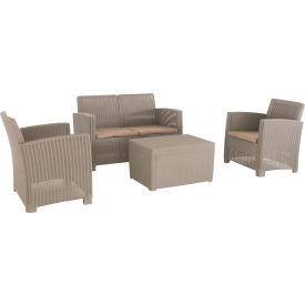 Rta Products Llc ODKALT2-GRE DUKAP® Alta All Weather Faux Rattan 4 PPL Seat with Gray Cushions image.