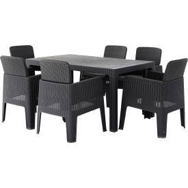 Rta Products Llc ODKLUC7-BLK-AB DUKAP® Lucca 7 Piece Dining Set, Black with Gray Cushions image.