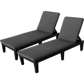 Oslo Reclining Sun Lounger Black with Gray Cushions, Set Of 2 view 2