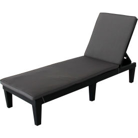 Oslo Reclining Sun Lounger Black with Gray Cushions view 2