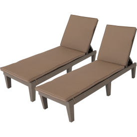 Oslo Reclining Sun Lounger Gray with Beige Cushions, Set Of 2 view 2