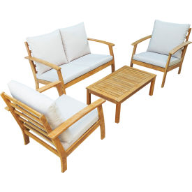 Rta Products Llc ODKTRU-BEI DUKAP® Truwood FSC Wood 4 Piece Patio Set with Beige Cushions image.