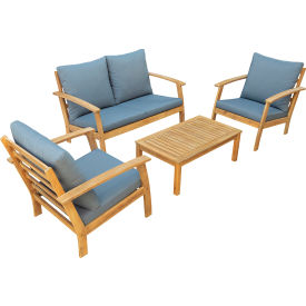 Rta Products Llc ODKTRU-GRE DUKAP® Truwood FSC Wood 4 Piece Patio Set with Gray Cushions image.