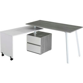Rta Products Llc RTA-2336-GRY Techni Mobili Rotating Multi-Positional Modern Desk, Gray image.
