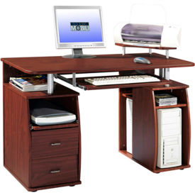 Techni Mobili Complete Computer Workstation Desk with Storage, Mahogany