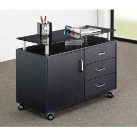 Rta Products Llc RTA-S10-GPH06 Techni Mobili Deluxe Rolling Glass Top Storage Cabinet, 31-1/2"W x 16"D x 23-1/4"H, Graphite image.