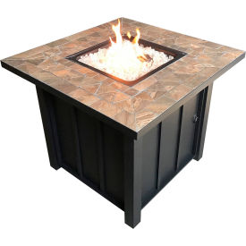 Square Tile Top Fire Pit, Black view 2
