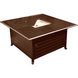 Hiland Square Outdoor Aluminum Fire Pit Hammered Bronze 