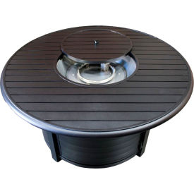 Hiland Round Outdoor Aluminum Propane Fire Pit Black 