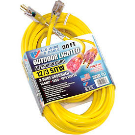 U.S. Wire And Cable 74050 U.S. Wire 74050 50 Ft. Power-On Cord W/Indicator Light, 12/3 image.