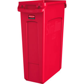 Rubbermaid Commercial Products 1956189 Rubbermaid® Slim Jim® Recycling Can, 23 Gallon, Red image.