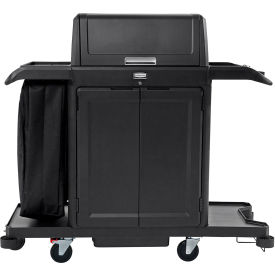 Rubbermaid® Full Size Housekeeping Cart with Hood & Doors Black 