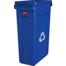 Rubbermaid Slim Jim Vented Recycling Can, 23 Gallon, Blue - Pkg Qty 4
