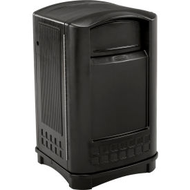 Rubbermaid® Plastic Square Side Opening Trash Can 50 Gallon Black