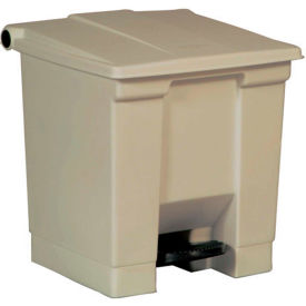 Rubbermaid Commercial Products FG614300BEIG Rubbermaid® Fire Safe Step On Plastic Container, 8 Gallon, Beige - FG614300BEIG image.