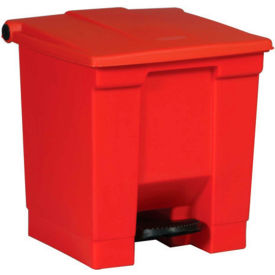 Rubbermaid Commercial Products FG614300RED Rubbermaid® Fire Safe Step On Plastic Container, 8 Gallon, Red - FG614300RED image.