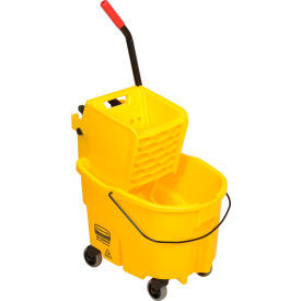 Rubbermaid Commercial Products FG748000YEL Rubbermaid WaveBrake® 2.0 Mop Bucket & Wringer Combo W/ Side Press, 26 Qt. - FG748000YEL image.