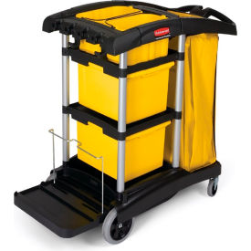 Rubbermaid Commercial Products FG9T7300BLA Rubbermaid® Microfiber Janitor Cart, Black 9T73 image.
