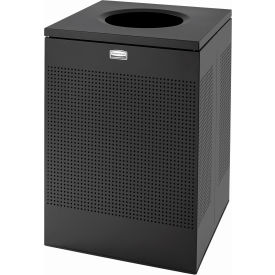 Rubbermaid Commercial Products FGSC22EPLTBK Rubbermaid® Silhouette Metal Square Trash Can W/Plastic Liner, 40 Gallon, Textured Black image.