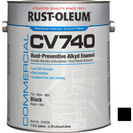 Rust-Oleum Corporation 255609 Rust-Oleum Comm Cv740 100 VOC DTM Alkyd Enamel Rust-Prev Maint Paint, Flat Black - 255609 image.