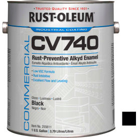 Rust-Oleum Corporation 255611 Rust-Oleum Comm. Cv740 100 VOC DTM Alkyd Enamel Rust-Prev. Maint Paint, Gloss BK Gal Can - 255611 image.