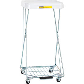 R&B WIRE PRODUCTS INC 697-2PK R&B Wire Products Rolling Healthcare Wire Hamper Stand w/ Foot Pedal 2 Pack, Steel, Zinc Finish image.
