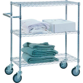 R&B WIRE PRODUCTS INC UC1836 R&B Wire Products UC1836 Mobile Linen Cart with 3 Wire Shelves, 36"L x 18"W x 42"H image.