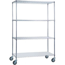 R&B WIRE PRODUCTS INC LC184872SOL R&B Wire Products Heavy Duty Chrome Linen Cart with Solid Bottom Shelf, 48"L x 18"W x 78"H image.