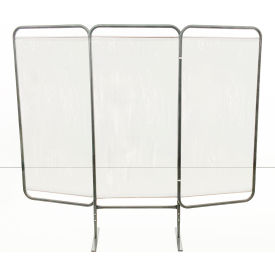 R&B WIRE PRODUCTS INC PSBG-3US/CLEAR R&B Wire Antimicrobial 3 Panel Barrier, 81"W x 65-1/2"H, Clear Vinyl Panels image.