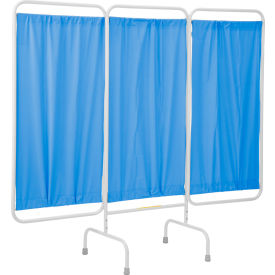 R&B WIRE PRODUCTS INC PSS-3/AML/PB R&B® Wire Stationary Antimicrobial Privacy Screen, 81"W x 67"H, 3 Blue Vinyl Panels image.
