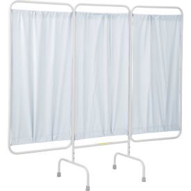 R&B WIRE PRODUCTS INC PSS-3/AML/WHT R&B® Wire Stationary Antimicrobial Privacy Screen, 81"W x 67"H, 3 White Vinyl Panels image.