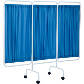 R&B WIRE PRODUCTS INC PSS-3C/AM/BF R&B® Wire Antimicrobial Designer Mobile Privacy Screen, 81"W x 69"H, 3 Blue Fabric Panels image.