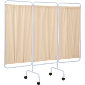 R&B WIRE PRODUCTS INC PSS-3C/BG R&B Wire Products Three Panel Mobile Medical Privacy Screen, 81"W x 69"H, Beige Vinyl Panels image.