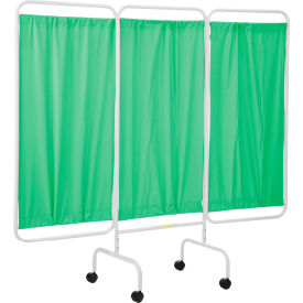 R&B WIRE PRODUCTS INC PSS-3C/G R&B Wire Products Three Panel Mobile Medical Privacy Screen, 81"W x 69"H, Green Vinyl Panels image.