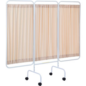 R&B WIRE PRODUCTS INC PSS-3CUS/AM/BGF R&B® Wire Mobile Medical Privacy Screen, 81"W x 69"H, 3 Beige Fabric Panels image.