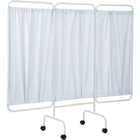 R&B WIRE PRODUCTS INC PSS-3CUS R&B Wire 3 Panel Mobile Medical Privacy Screen, 81"W x 69"H, White Vinyl Panels image.