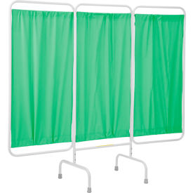 R&B WIRE PRODUCTS INC PSS-3US/G R&B Wire Products Three Panel Stationary Medical Privacy Screen, 81"W x 69"H, Green Vinyl Panels image.