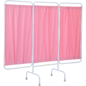 R&B WIRE PRODUCTS INC PSS-3US/P R&B Wire Products Three Panel Stationary Medical Privacy Screen, 81"W x 69"H, Pink Vinyl Panels image.