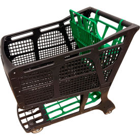 R.W. Rogers Plastic Shopping Cart with Green Seat & Tray 190 Liter Capacity Large Black 