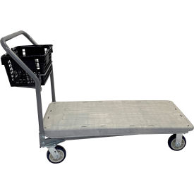 R.W. Rogers Nestable Flatbed with Hand Basket Handle & Poly Wheels 48" x 27" 2000 lb. Capacity 