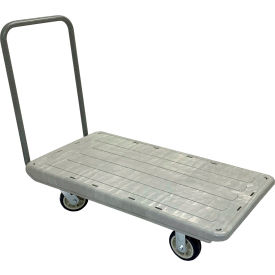 Non-Nesting Flatbed with Plain Handle & 4 Poly Wheels, 48" x 27", 2200 lb Capacity view 2